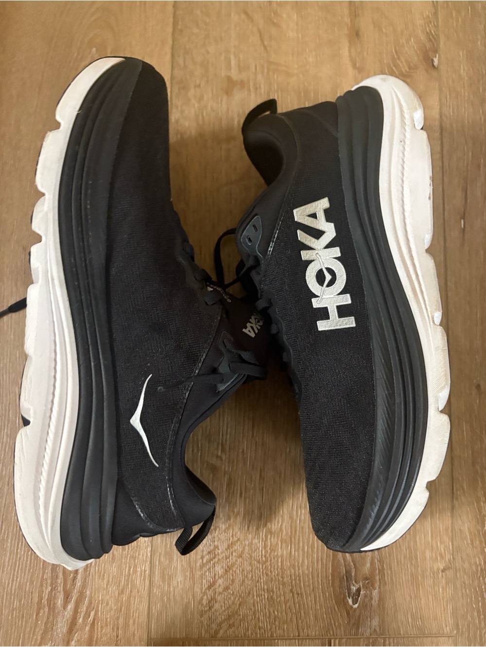 Hoka One One Men's Gaviota 5 Black Athletic Running Shoes with White Accents